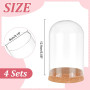 PH PandaHall Lot de 4 dômes en verre transparent avec base en liège - Bocaux décoratifs pour objets de collection, figurines de 