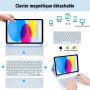 Lielax Coque Clavier pour iPad A16 11ème Génération 11 Pouces 2025/10ème Génération 10.9 Pouces 2022, AZERTY Layout Clavier Étui