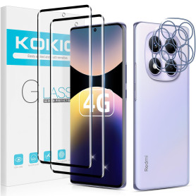 Kokio Verre Trempé pour Xiaomi Redmi Note 14 Pro 4G, 2 Pièces Protection écran Film et 2 Pièces Caméra Arrière Protecteur, Anti-