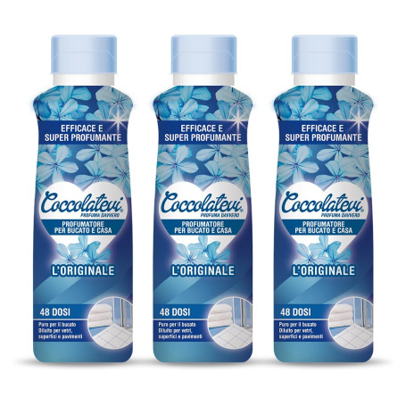COCCOLATEVI Parfum de Linge l'Original, 3 flacons de 300 ml, Essence lessive à utiliser comme parfum lessive et sécheuse, parfum