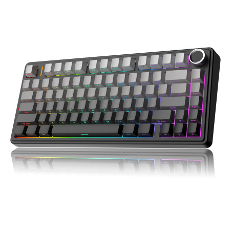 MechLands Aula F75 PRO 75% Custom Creamy Clavier de jeu mécanique sans fil, BT5.0/USB-C/2,4 GHz, structure gasket, bouton RVB, s