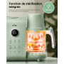 Bear Cuiseur vapeur 6 en 1 avec mixeur Premium pour bébé, vapeur, mélange automatique, chauffage du lait, désinfection, fonction