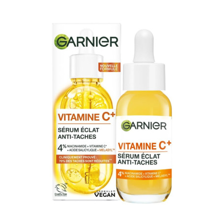 GARNIER Skin Active - Sérum Éclat - Anti-Tache Brunes - Soin Visage Enrichi En 3.5-4% Niacinamide, Vitamine C & Acide Salicyliqu