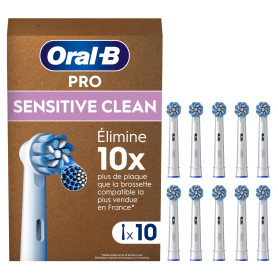 Oral-B Pro Lot De 10 Brossettes De Rechange Sensitive Clean, AUTHENTIQUES, Blanches, Brins Ultra Doux Pour Les Gencives Plus Sai