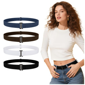 JASGOOD 4 Pièces Ceinture sans Boucle Femme Homme Ceinture Élastique Invisible Réglable