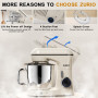 Robot Patissier 1300w Zurio 5.5L Batteurs Et Robots Portable à 10 Vitesses Avec Fonction De Fermentation Silencieuse, Avec Acces