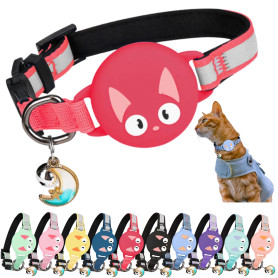 Kittytag Collier Chat avec Accessoire Compatible avec Airtag Apple,Réfléchissant et Lumineux GPS Chat avec Anti étranglement,Rég