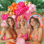 Kit Arche Ballon Rose Orange, Guirlande de Ballons Rose Orange avec Métallique Chrome Doré Latex Ballons pour Filles Enfant Fête