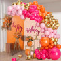 Kit Arche Ballon Rose Orange, Guirlande de Ballons Rose Orange avec Métallique Chrome Doré Latex Ballons pour Filles Enfant Fête