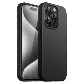 JETech Coque Silicone pour iPhone 15 Pro 6,1 Pouces, Protection Complète du Corps au Toucher Soyeux, Étui Housse Anti-Chocs (Noi