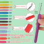 Coopay Kit de Crochet avec Sacoche - 14 Pièces 2,0-10 mm Aiguilles Ergonomiques pour Mains Arthritiques, Poignée Souple - Kit Dé