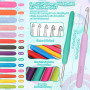 Coopay Kit Crochet Débutant Complet Portable, 15 Pelotes de Laine, Accessoires de Crochet Trioct, 73 Kits de Crochet Ergonomique