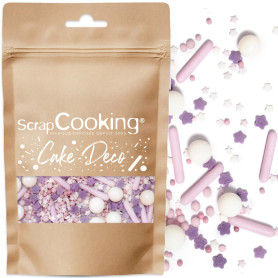 ScrapCooking - Décors Sucrés Rods Lilas 70g - Sprinkles Pâtisserie Mauve, Violet & Blanc Comestibles - Perles en Sucre - Décorat