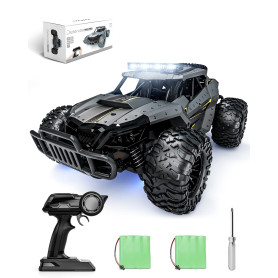 Tecnock Voiture Télécommandée 2,4GHz 1/16 RC Tout-Terrain - Jouet électrique avec 2 Piles, 60 Min de Lecture et Phare LED - Cade