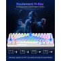 TECURS Clavier Mecanique Gaming AZERTY, Clavier Gamer de Jeu Filaire, 60% Clavier Mini LED Rétroéclairé, Anti-Ghosting, Switchs 