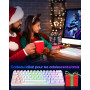 TECURS Clavier Mecanique Gaming AZERTY, Clavier Gamer de Jeu Filaire, 60% Clavier Mini LED Rétroéclairé, Anti-Ghosting, Switchs 