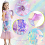 LiUiMiY Déguisement Sirène Costume Petite Fille Robe Pailletée Princesse Ariel avecc Accessoires pour Halloween Carnaval Fêtes d