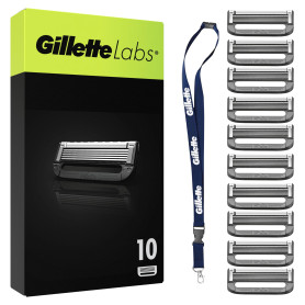 Gillette Labs Lot De 10 Recharges De Rasoir Pour Hommes, AUTHENTIQUES, A 5 Meilleures Lames De La Marque, Barre Exfoliante Pour 