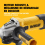 DEWALT - Meuleuse d'angle filaire 125mm à vitesse variable, 1500W avec interrupteur anti-redémarrage - Kit de surfaçage, DWE4257
