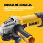 DEWALT - Meuleuse d'angle filaire 125mm à vitesse variable, 1500W avec interrupteur anti-redémarrage - Kit de surfaçage, DWE4257