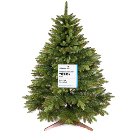 Sapin de Noël Artificiel Premium 90 cm - Gagnant du Test - Réalisme Exceptionnel, Branches épaisses, livré avec Support en Bois 