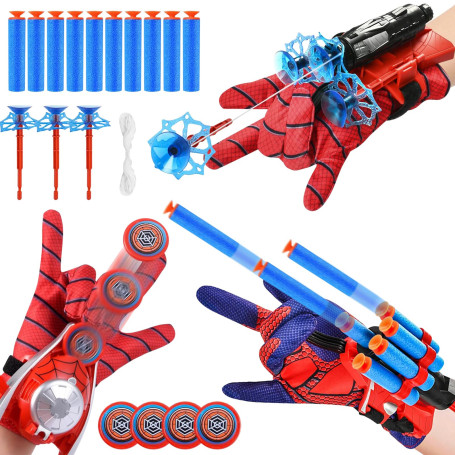 NHYDZSZ Lot de 3 Gant de Lanceur Spiderm Jouets de Poignet Lanceur de Héros Spiderm Jouet Spiderm Gant de Cosplay en Plastique p
