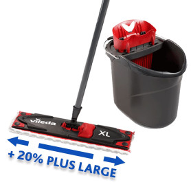 Vileda Ultramax XL Kit Complet, Balai à Plat et serpillière en Microfibre Extra Large, pour Tous Les sols durs, serpillière Dura