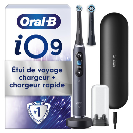 Oral-B Brosse A Dents Electrique iO 9 Noire, 7 Modes De Brossage Dont Blancheur Et Soin Des Gencives, 16 Zones De Nettoyage, Ecr