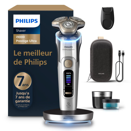 Philips Rasoir i9000 Prestige Ultra, rasoir électrique 100% étanche, technologie Skin IQ Pro, système Triple Lift & Cut, lames d