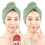 Hammetex Lot de 2 Serviettes pour Cheveux avec Bouton, 100% Coton, Séchage Rapide, Absorbant, Certifiées Oeko-TEX, Vert Sauge