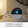 Echo Spot | Noir + WiZ Prise Connectée, Fonctionne avec Alexa - Kit de démarrage Maison connectée