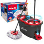 Vileda Turbo 3en1 - Kit Complet Lavage Sol, Manche télescopique 85-123 cm, Balai à système Rotatif avec Seau à pédale, Nouvelle 