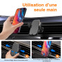 GRIFEMA Support Téléphone Voiture Grille d'Aération à Fixation Automatique, Rotation 360°, Utilisation à Une Main, Compatible Sm