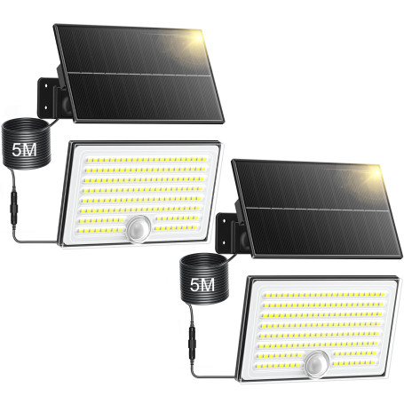 Giliwosy Lampe Solaire Extérieur avec Détecteur de Mouvement, Lumière Solaire Extérieur avec 4 modes 8500K 1500mAh IP65 Étanche,