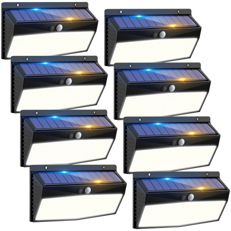 Peasur 368LED Lumiere Exterieur Detecteur de Mouvement, 3 Mode Lampe Solaire Extérieur, Étanche Eclairage Exterieur pour Mural J