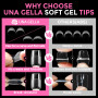 UNA GELLA Capsule Americaine Ongle Carrée Courte, 216 Pièces 12 Tailles Faux Ongles Extrémités Autocollantes Préformées Transpar