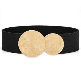 JASGOOD Ceinture Élastique Large Femme Grande Taille pour Robe Ceinture Rétro Tendance Extensible avec Double Boucle Ronde