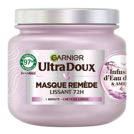 Garnier Ultra Doux - Masque Lissant Douceur & Brillance à l'Infusion d'Eau de Riz - Cheveux Rebelles et Indisciplinés - 340 ml