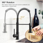 STANEW Robinet Cuisine,Mitigeur Cuisine avec Douchette Extractible Pivotant à 360,Double Mode de Pulvérisation(Noir)