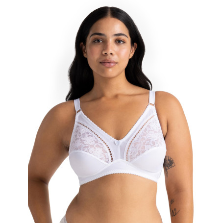 DORINA Madeline - Bralette sans Armatures pour Femme, Tricot Mat Non Rembourré avec Dentelle, Bretelles Réglables, Ailes en U po