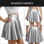 Aomig Femme Jupe Patineuse Extensible Métallisée, Robe Paillette Disco Jupe Courte, Métallisée Shiny Mini Jupe Taille Haute, Jup