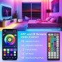 Led Chambre, 15M RGB Ruban LED, App Bluetooth Control Game Lumiere, Chronométrée Bande LED Sync Music, Pour Décorer TV, Cuisine,