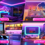 Led Chambre, 15M RGB Ruban LED, App Bluetooth Control Game Lumiere, Chronométrée Bande LED Sync Music, Pour Décorer TV, Cuisine,