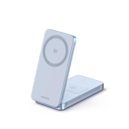 UGREEN MagFlow Qi2 25W Chargeur Induction 2 en 1 Certifié Pliable Compatible avec MagSafe iPhone 17 16 15 14 13 12 Air Plus Pro 