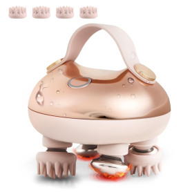 arboleaf Masseur de tête électrique, masseur de cuir chevelu IPX7 étanche avec 4 têtes chaudes et 4 têtes de massage, masseur de