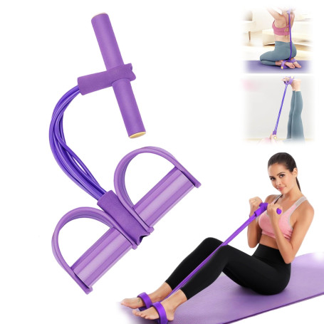 Bande de Résistance Musculation 6 Tubes avec Pédale – Élastique Sport Maison Fitness, Extenseur Élastique avec Poignées Antidéra
