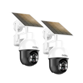 aosu Caméra de Surveillance extérieure avec Panneau Solaire, PTZ, Suivi Automatique des Personnes, Vision Nocturne 2K, Alarme Lu