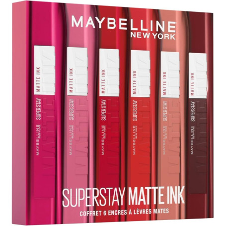Maybelline New York - Coffret Exclusif de 6 Rouges à Lèvres Liquides Longue Tenue - Superstay Matte Ink - Teintes: Lover (15)/Se