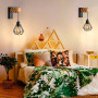 B·LED BARCELONA LED Applique murale vintage avec 1 ampoule design industriel, lampe rétro en acier et bois, blanc, marron, culot