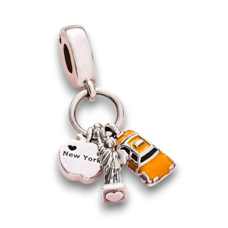 Streetculture Taxi New York City Big Apple Statue de la liberté – Breloque en argent sterling 925